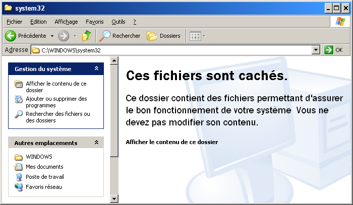 windows explorer fichiers cachés